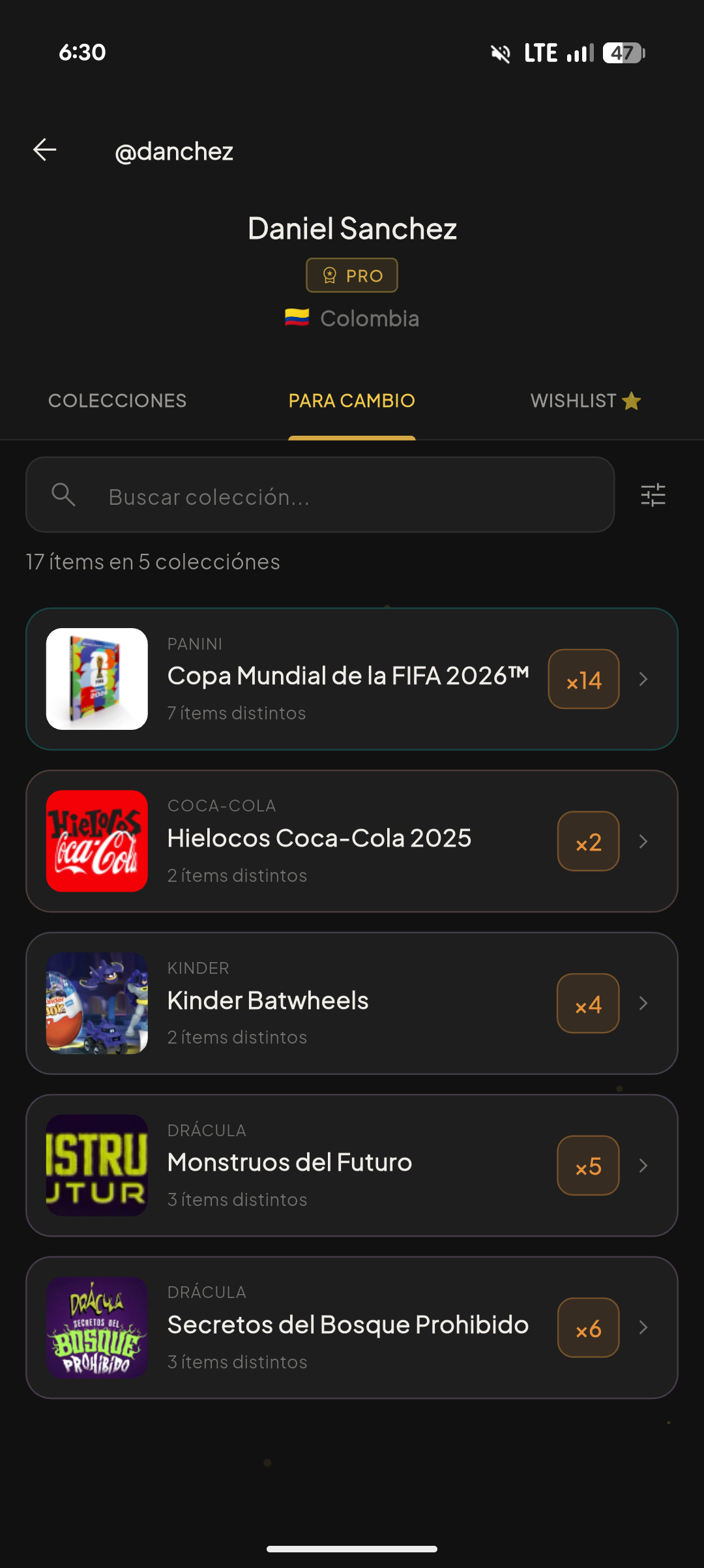 Pantalla de Cambios